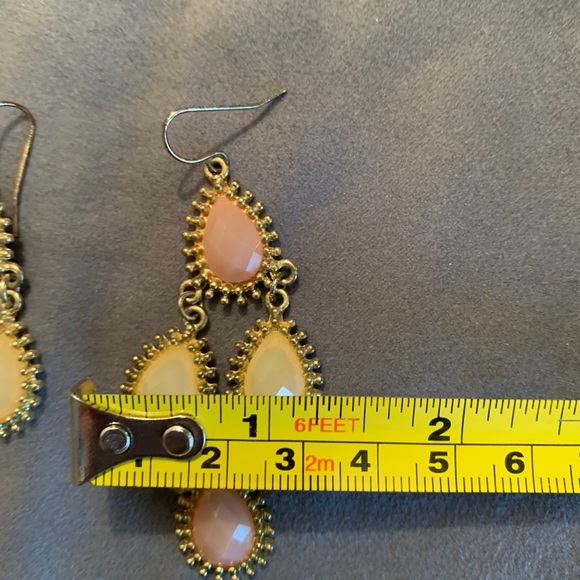 Earrings Boho Chic Gold Neutral Stones - Picture 4 of 4